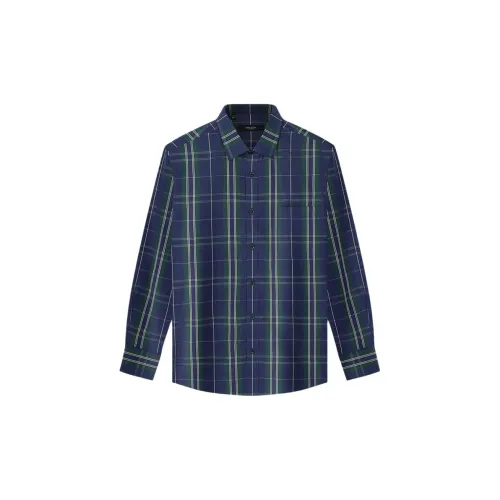 NAUTICA TAILORED 블루 체크 남성 셔츠
