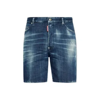 DSQUARED 2 Logo Patch Distressed Denim Shorts