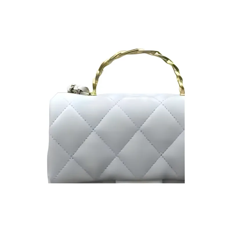 CHANEL Lambskin One Shoulder Handbag Women's Light Gray-3