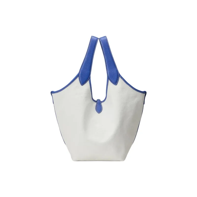 Polo Ralph Lauren Fabric Tote Bag, Shopping Bag, Shoulder Bag, Handbag Women's White & Jellyfish Blue-2