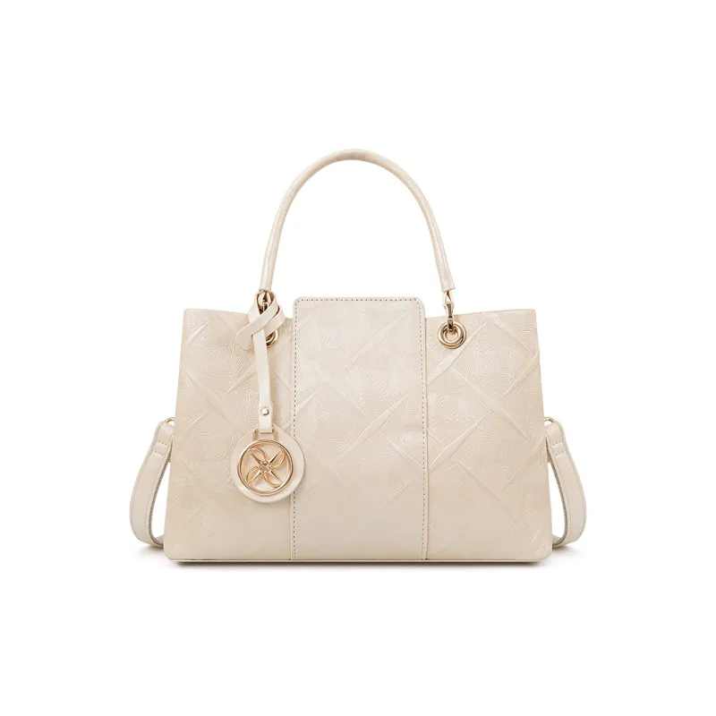 Vigno Synthetic Leather Handbag, One Shoulder, Crossbody Bag Regular Women's Ecru-1