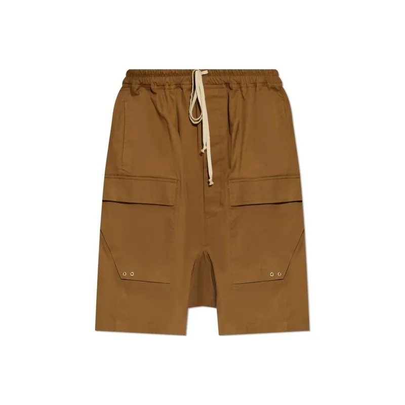 RICK OWENS Drop Crotch Drawstring Cargo Shorts-0