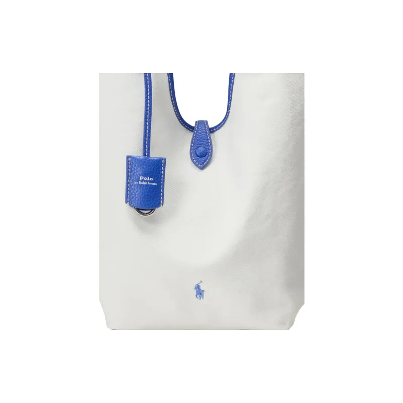 Polo Ralph Lauren Fabric Tote Bag, Shopping Bag, Shoulder Bag, Handbag Women's White & Jellyfish Blue-4
