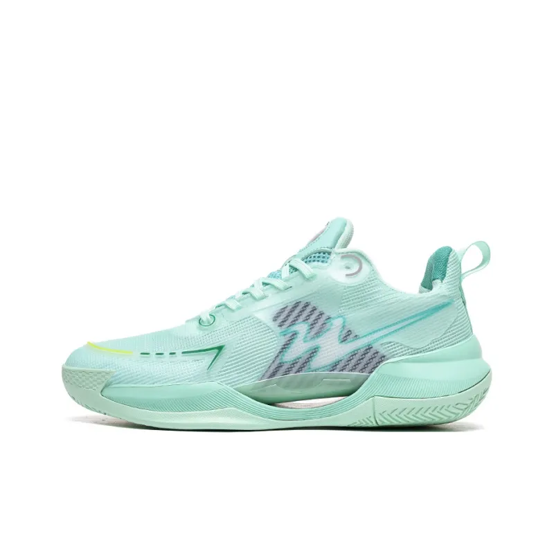 Binary Cushioning Support Abrasion Resistant Breathable Slip Resistant Low Top Basketball Shoes Unisex Ice Green-0