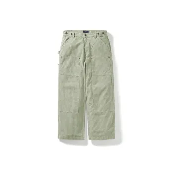 714STREET Casual Pants Unisex Green Stripes