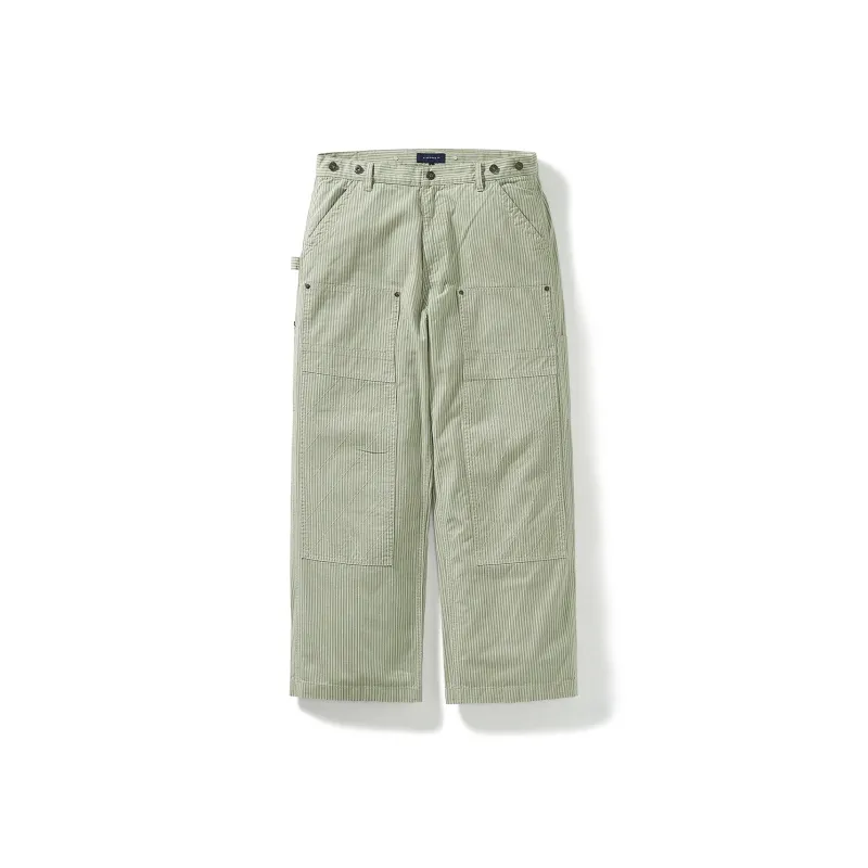 714STREET Casual Pants Unisex Green Stripes-0
