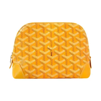 GOYARD Vendôme Canvas With Calfskin Dog's Teeth Makeup Bag Women's Yellow