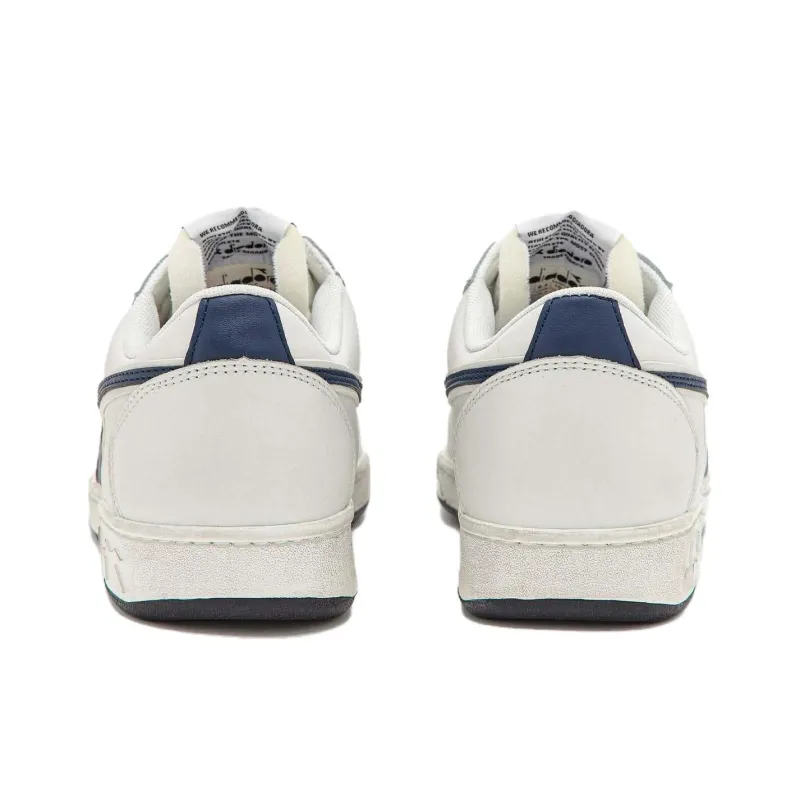 Diadora Magic Basket Anti Slip Wear Resistant Low Top Skateboard Shoes Unisex White-4