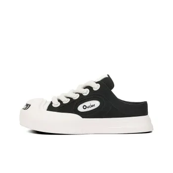 Ouder Smiler Laughs Series Anti Slip Wear Resistant Canvas Shoes Women's Black White