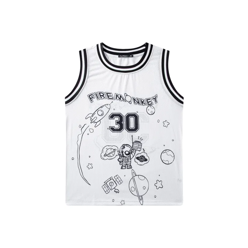 FireMonkey Basketball Jerseys Unisex White-5
