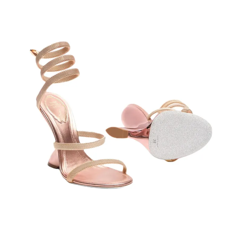 RENE CAOVILLA Trigold Symphony One Strap Sandals 10.5cm Women's Rose Gold-4
