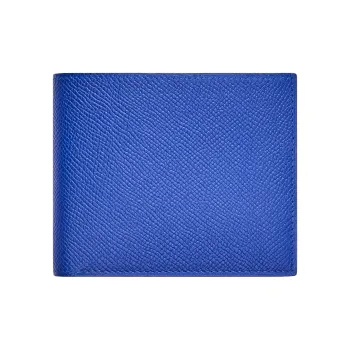 HERMES HISTOIRE NATURELLE Calfskin With Mysore Goat Skin And Crocodile Leather Wallet Unisex Blue