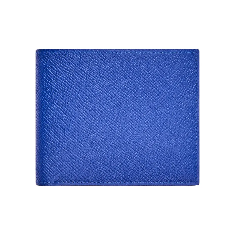 HERMES HISTOIRE NATURELLE Calfskin With Mysore Goat Skin And Crocodile Leather Wallet Unisex Blue-0