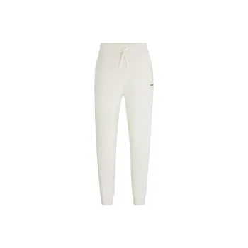 HUGO BOSS FW23 Cotton Terry Tracksuit Bottoms With Logo Print Casual Pants Men's White