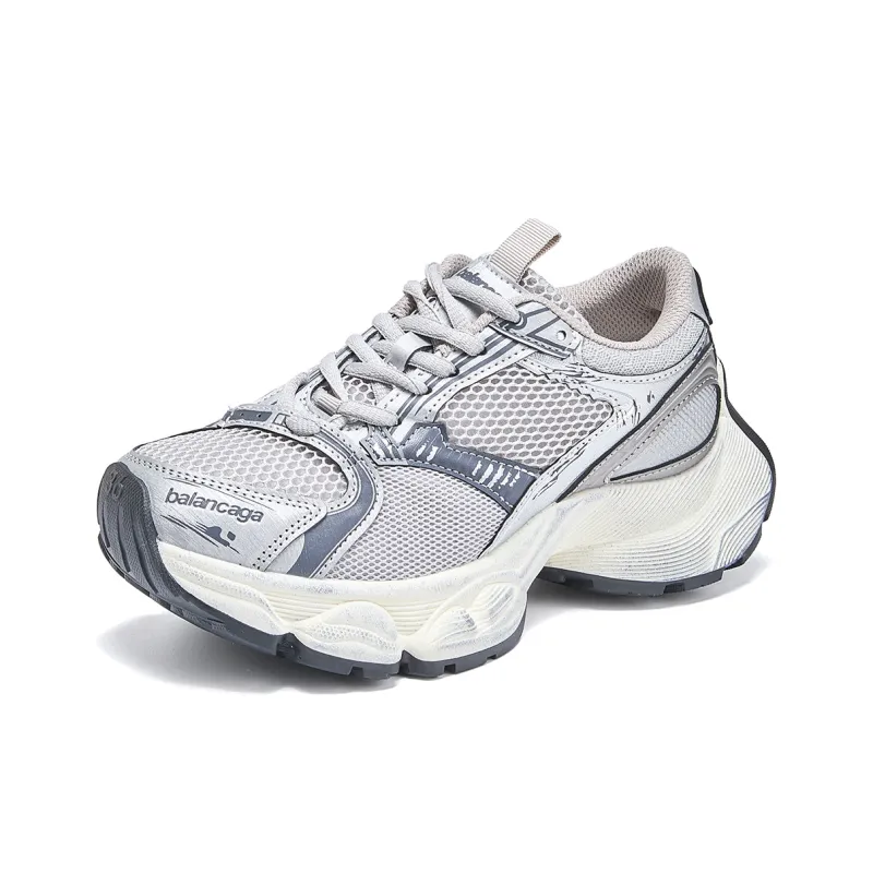 La Chapelle Slip Resistant, Abrasion Resistant, Lightweight Low Top Chunky Sneakers Women's Gray-1