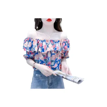 Mu Xiao Xin Chiffon Shirt Women's Small Floral