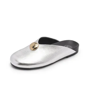 BAFFN Rubber Sole Slip Resistant Closed Toe Slippers Women's Silver
