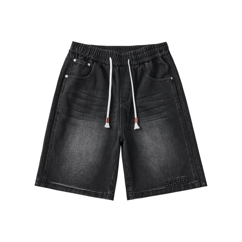 Ghost Mask Denim Shorts Unisex-0