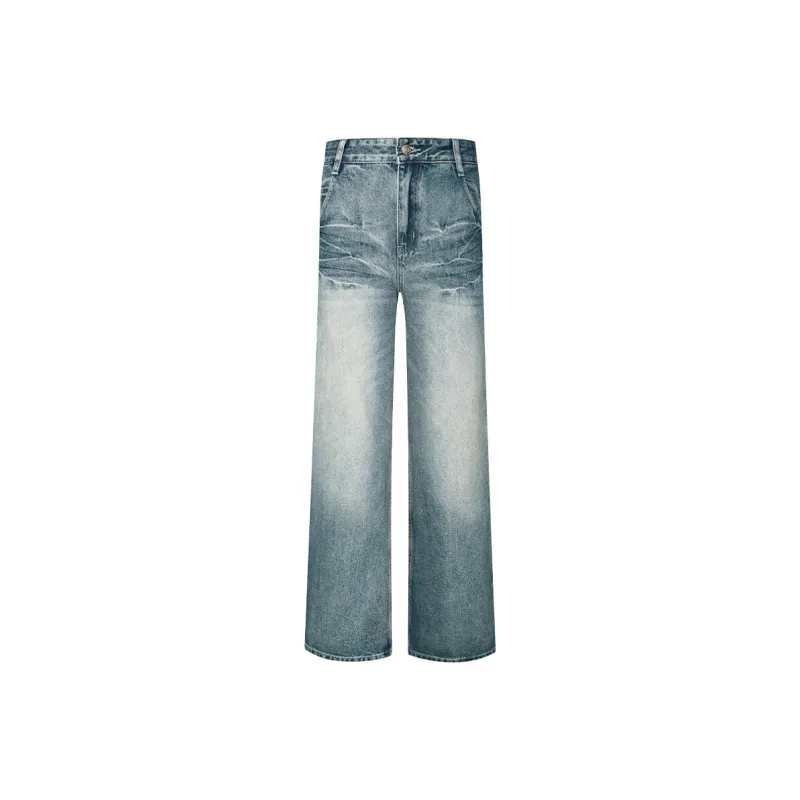 COOLALPACA Loose Fit Straight Fit Jeans Unisex Light Blue-0