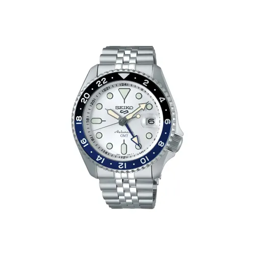 SEIKO Series 5 Automatic Mechanical Movement Stainless Steel Strap Watch 42.5mm Men's Watches White Dial