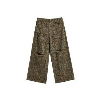 JHYQ Casual Pants Unisex Leopard Print Green