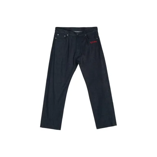OFF WHITE Logo Embroidered Straight Leg Jeans