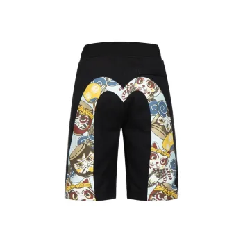 EVISU Taiko Daruma Print Shorts Men Black