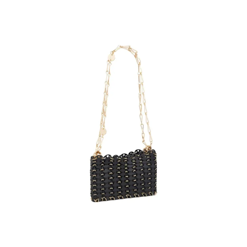 Paco Rabanne Calfskin Shoulder Bag Women's Black & Gold-1