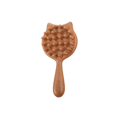 Gentle Welcome Golden Sandalwood Cute Kitten Beaded Comb Wide Toothed Comb Solid Wood Coarse Tooth Massage