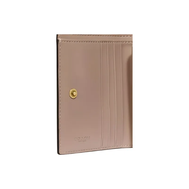COACH Snap Wallet Leather Wallet Small Size Women's Macaron Khaki-3