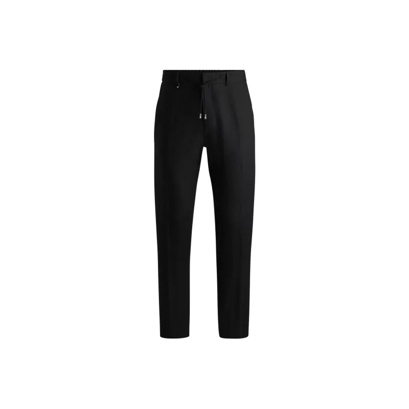 HUGO BOSS Slim-Fit Trousers In Pure Linen Casual Pants Men's Black-0