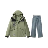 Set (Light Army Green Top+Medium Blue Pants)