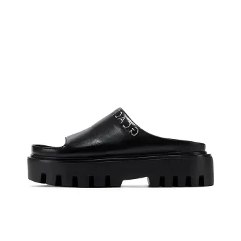 GG CC Platform Height Increasing Slide Slippers Women's Black