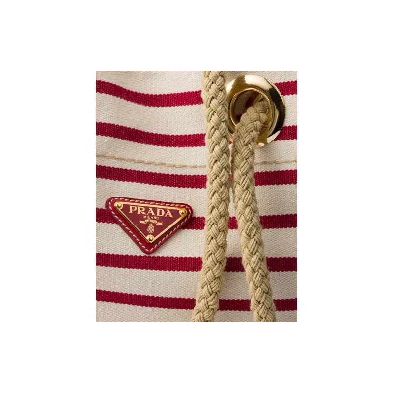 PRADA Cotton Bucket Bag, Handbag, Shoulder Bag Small Size Women's Pomegranate Yellow & Red-4