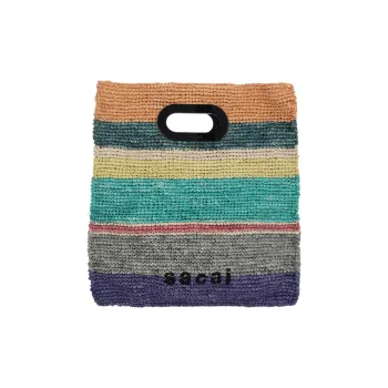 Sacai Raffia Tote Bag, Shopping Bag, Handbag Medium Size Women's Multicolor