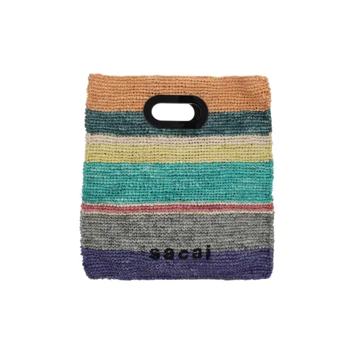 Sacai Raffia Tote Bag, Shopping Bag, Handbag Medium Size Women's Multicolor