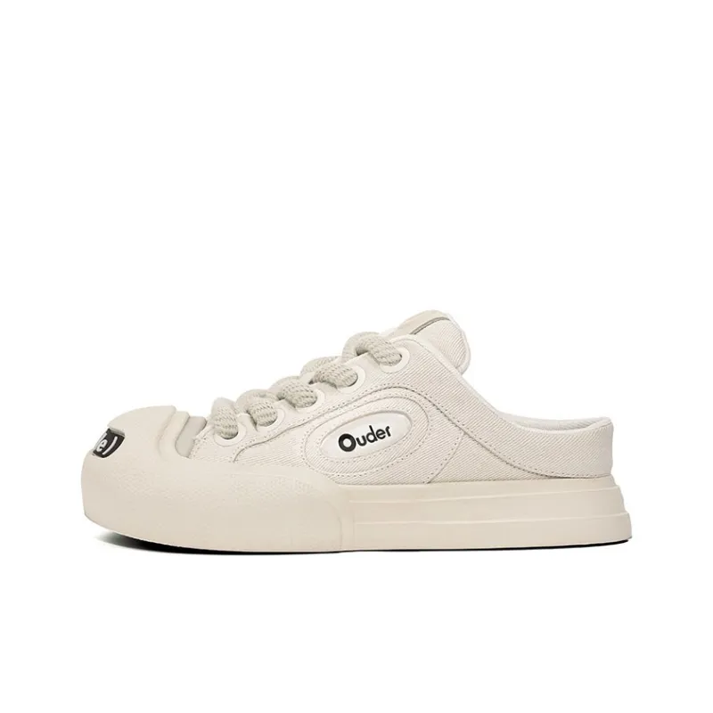 Ouder Smiler Laughs Series Classic, Trendy, Retro Anti Slip Wear Resistant Canvas Shoes Women's Ecru-0