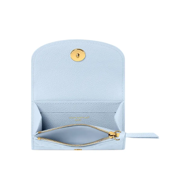 LOUIS VUITTON Rosalie Embossed Grain Cow Leather Coin Purse Women's Sky Blue-3