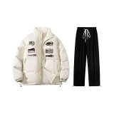 Set (Apricot Cotton Jacket+Black Casual Pants)