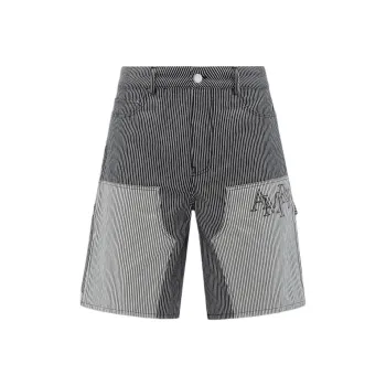 AMIRI Striped Denim Carpenter Short Denim Shorts Men's Black