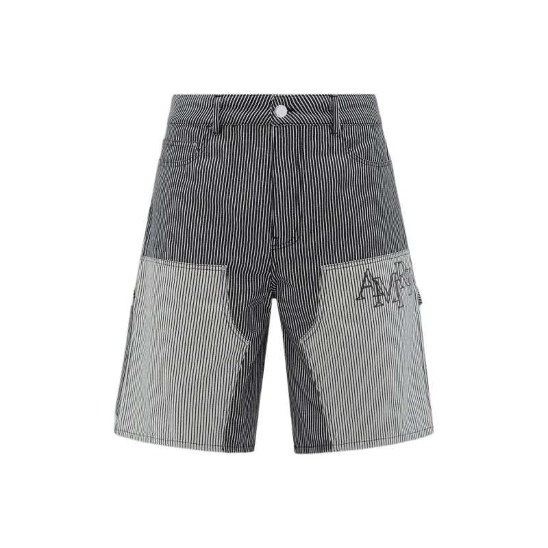 AMIRI Striped Denim Carpenter Short Denim Shorts Men's Black-0
