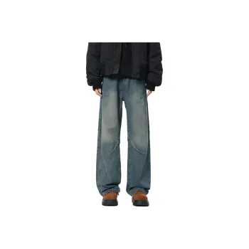 QOTRIOCK Jeans Unisex Vintage Blue