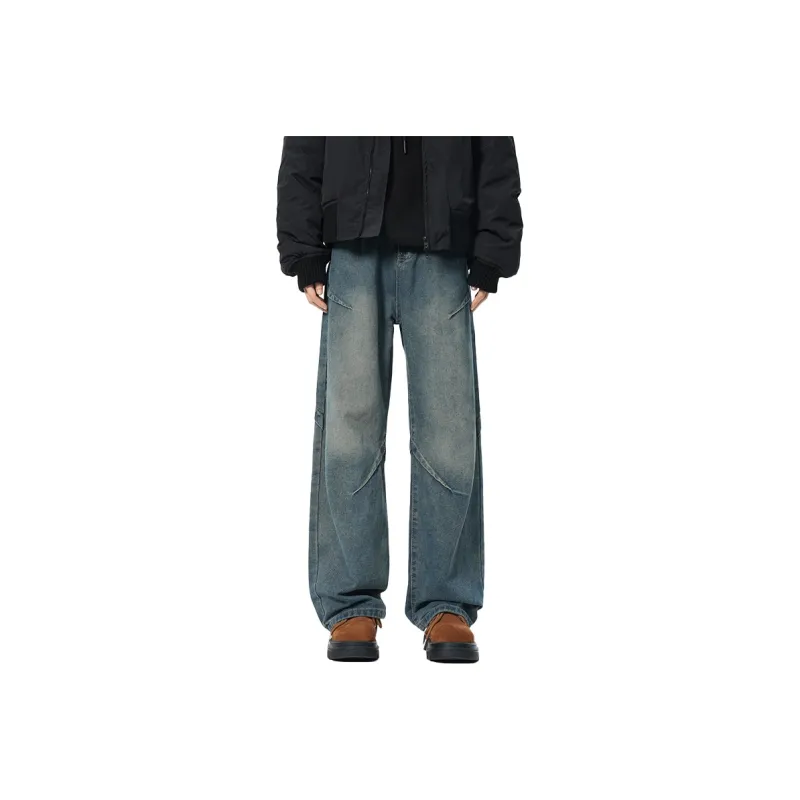 QOTRIOCK Jeans Unisex Vintage Blue-0
