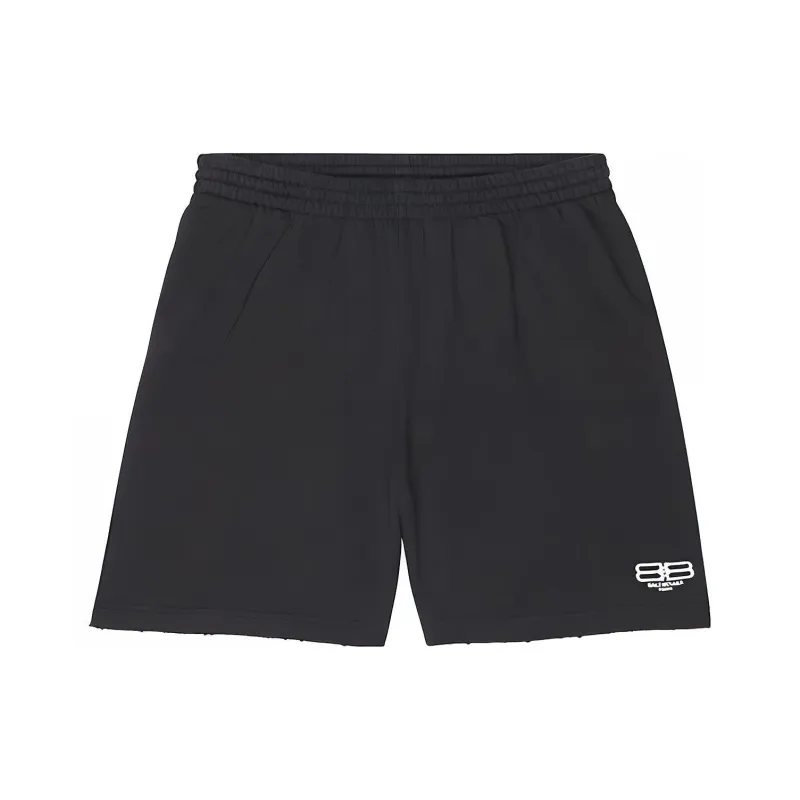Balenciaga BB Paris Icon FW22 Casual Shorts Loose Fit Men's Black-0