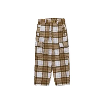 WIND AND SEA SHAGGY PLAID CARGO PT Casual Pants Unisex Brown