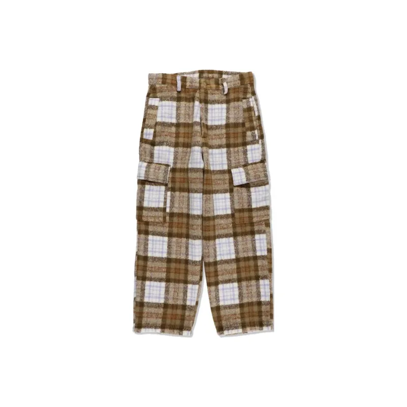 WIND AND SEA SHAGGY PLAID CARGO PT Casual Pants Unisex Brown-0