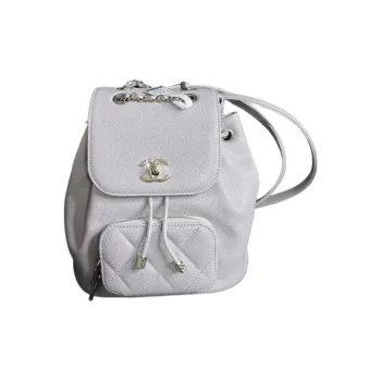 CHANEL Cow Leather Backpack Trumpets Women's Gray