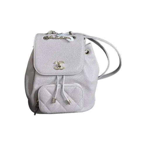 CHANEL Cow Leather Backpack Trumpets Women's Gray