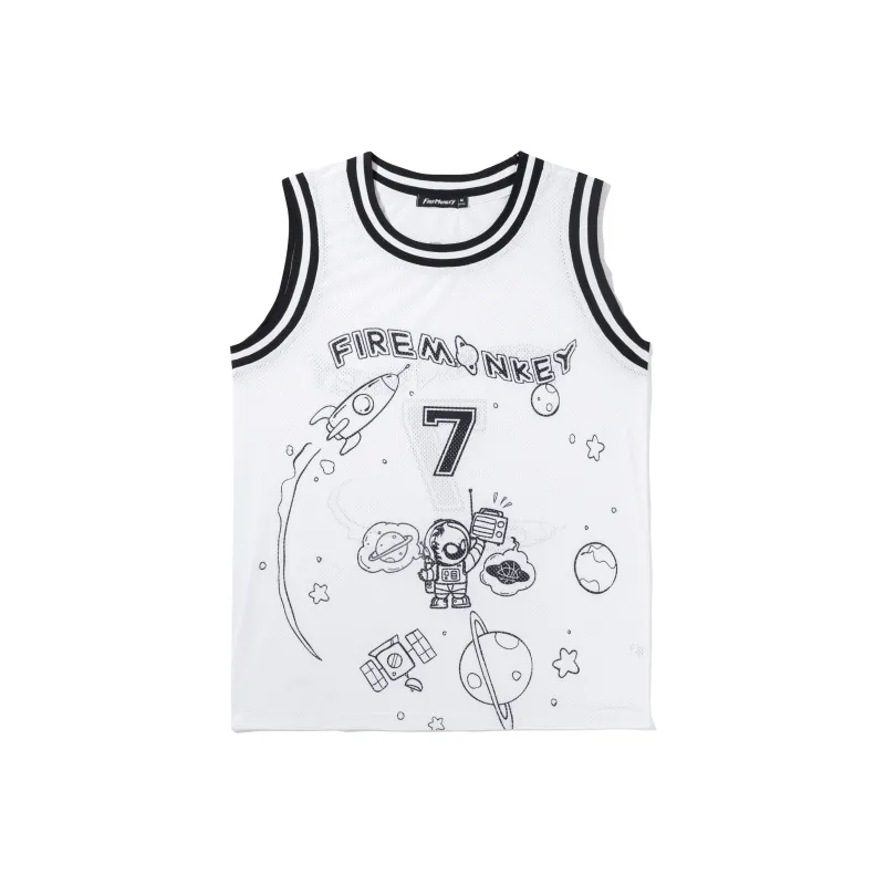 FireMonkey Basketball Jerseys Unisex White-25