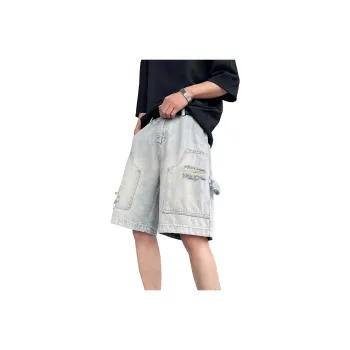 JOSEPH ABBOUD Denim Shorts Unisex Gray Blue